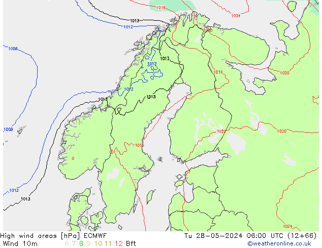 Windvelden ECMWF di 28.05.2024 06 UTC