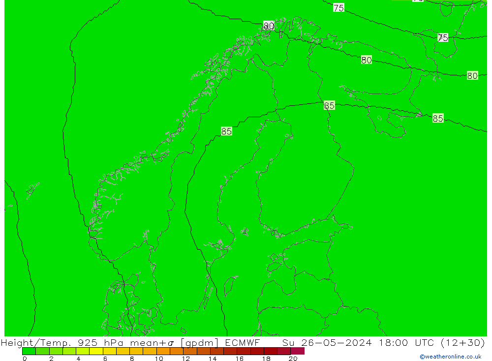 Height/Temp. 925 гПа ECMWF Вс 26.05.2024 18 UTC