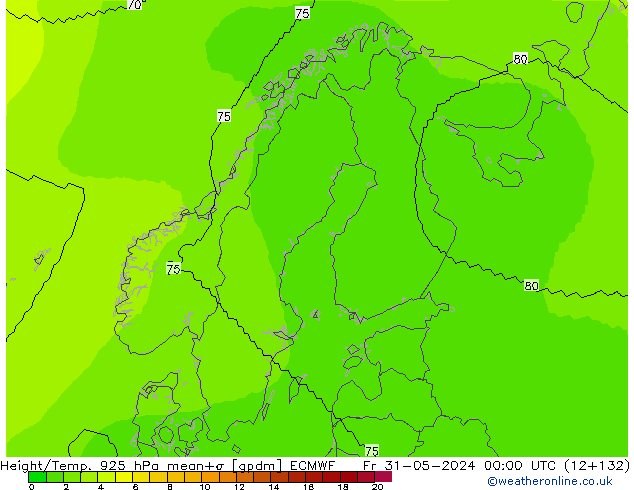 Hoogte/Temp. 925 hPa ECMWF vr 31.05.2024 00 UTC