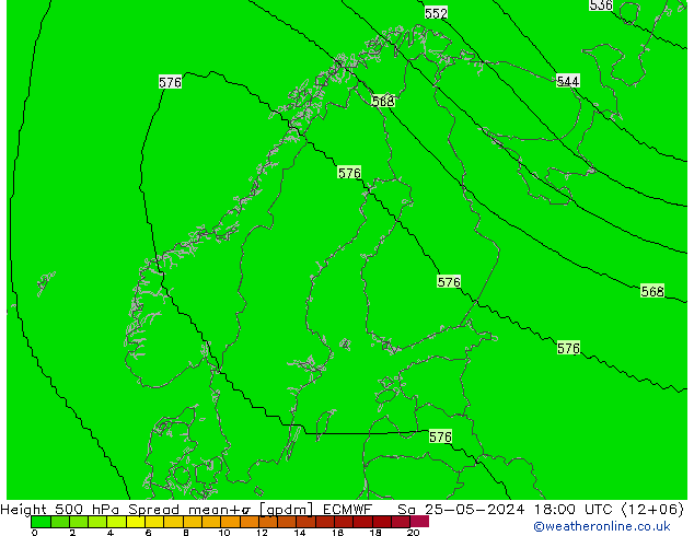 Height 500 hPa Spread ECMWF Sa 25.05.2024 18 UTC