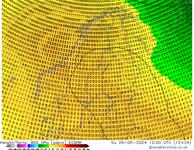 Height/Temp. 850 hPa ECMWF Su 26.05.2024 12 UTC