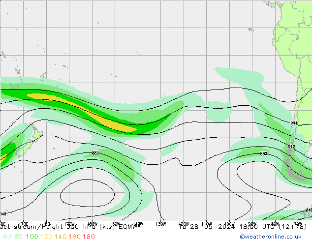 Jet stream/Height 300 hPa ECMWF Út 28.05.2024 18 UTC