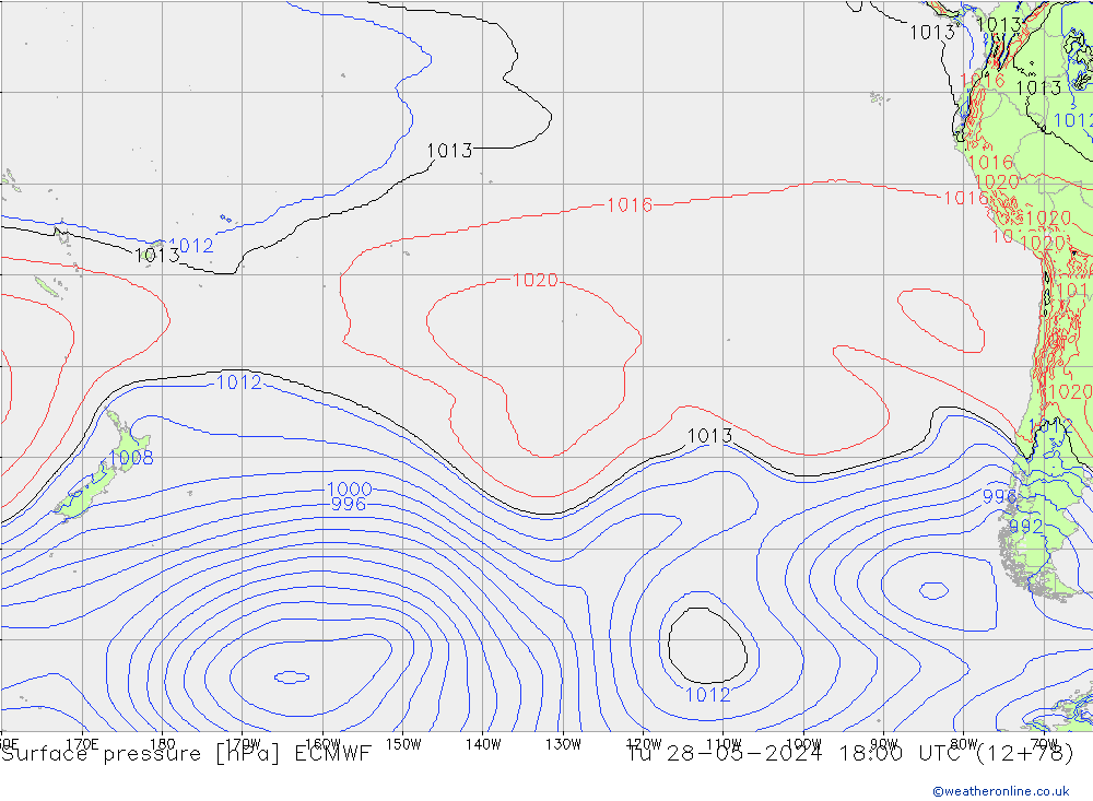 Yer basıncı ECMWF Sa 28.05.2024 18 UTC