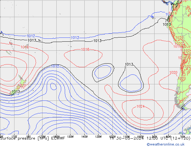 ciśnienie ECMWF czw. 30.05.2024 12 UTC