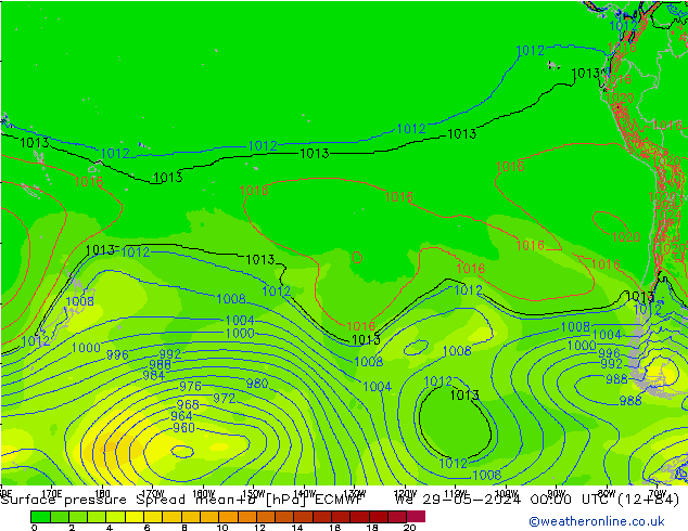 Yer basıncı Spread ECMWF Çar 29.05.2024 00 UTC