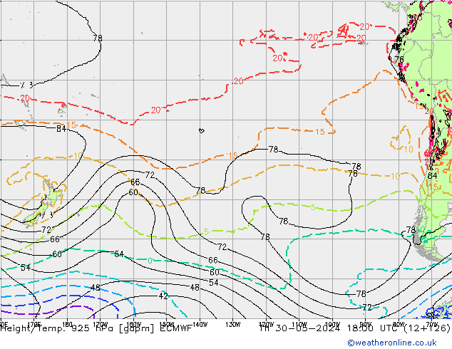 Height/Temp. 925 hPa ECMWF Th 30.05.2024 18 UTC