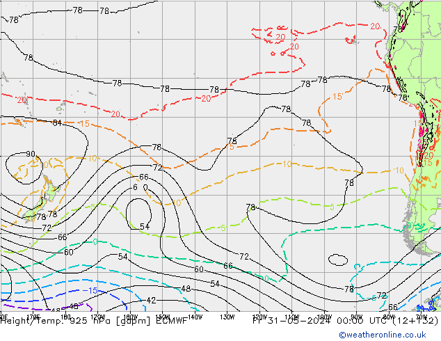 Yükseklik/Sıc. 925 hPa ECMWF Cu 31.05.2024 00 UTC