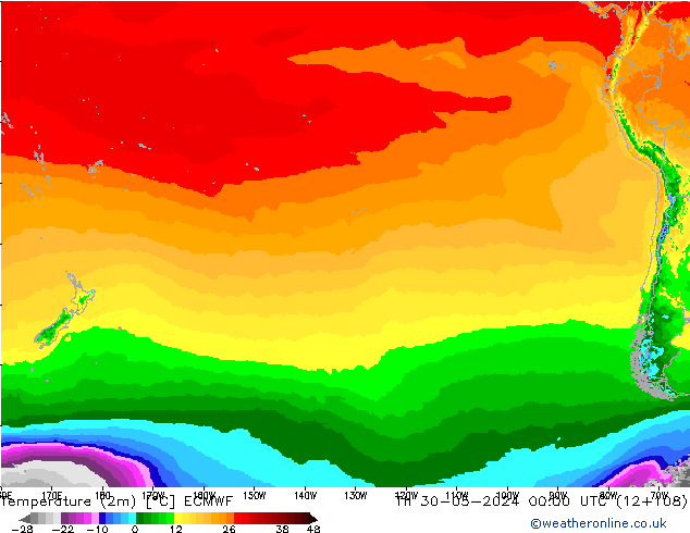 карта температуры ECMWF чт 30.05.2024 00 UTC