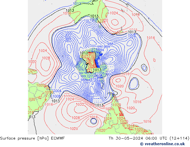 Surface pressure ECMWF Th 30.05.2024 06 UTC