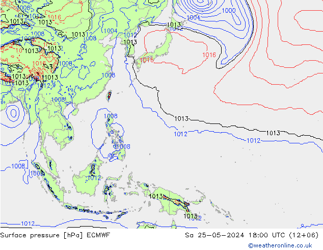 Surface pressure ECMWF Sa 25.05.2024 18 UTC