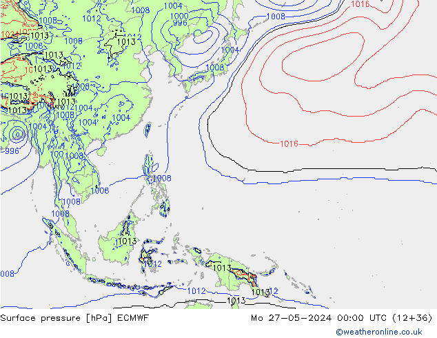 Pressione al suolo ECMWF lun 27.05.2024 00 UTC