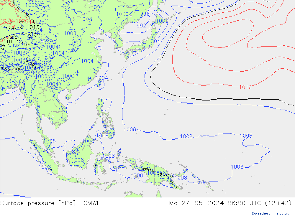 приземное давление ECMWF пн 27.05.2024 06 UTC