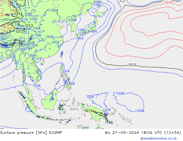 Surface pressure ECMWF Mo 27.05.2024 18 UTC