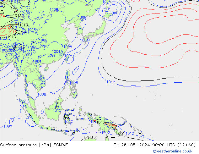 Presión superficial ECMWF mar 28.05.2024 00 UTC