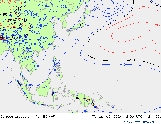 Surface pressure ECMWF We 29.05.2024 18 UTC