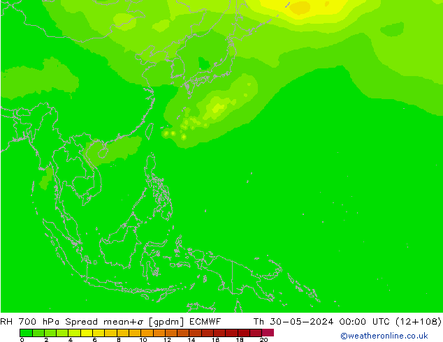 RH 700 hPa Spread ECMWF  30.05.2024 00 UTC