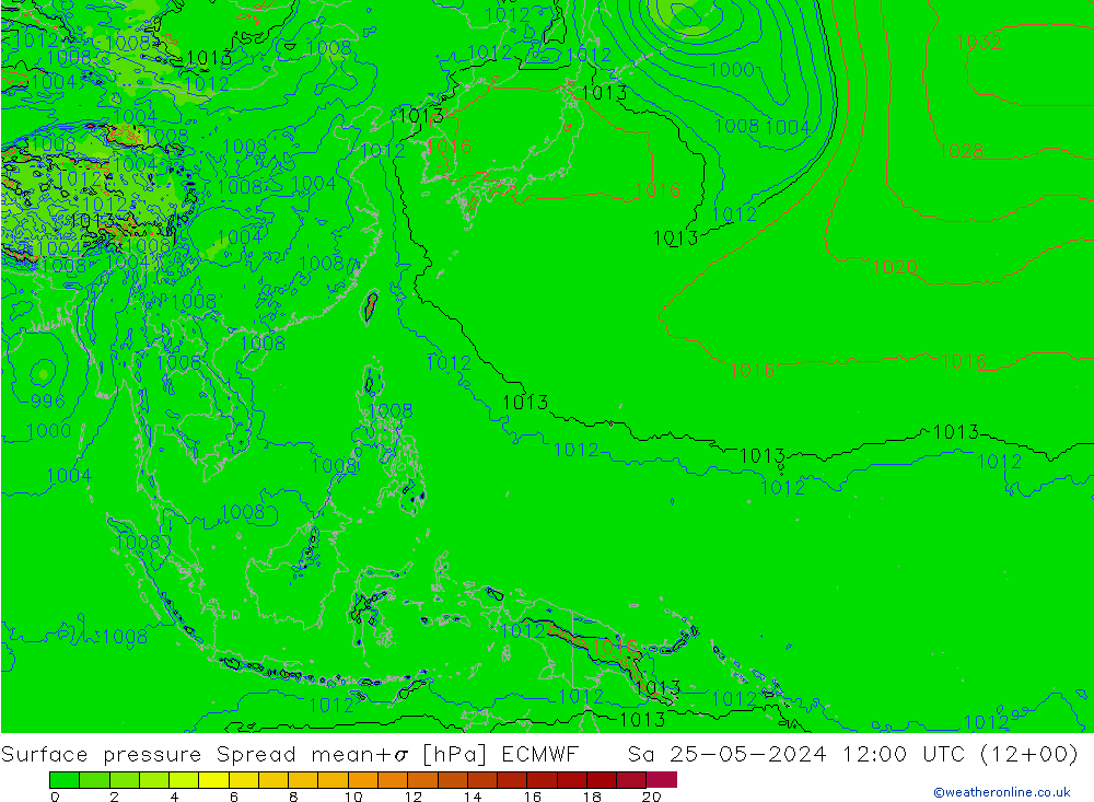 ciśnienie Spread ECMWF so. 25.05.2024 12 UTC