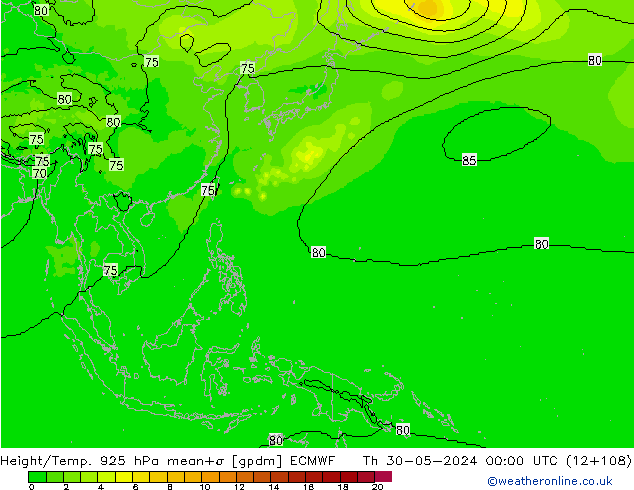 Height/Temp. 925 hPa ECMWF  30.05.2024 00 UTC