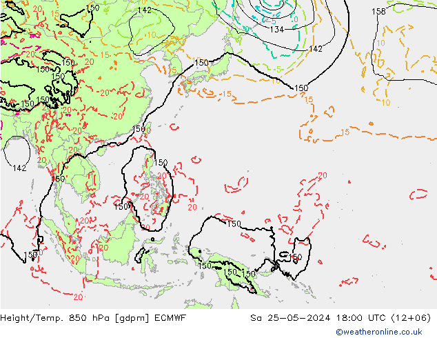 Yükseklik/Sıc. 850 hPa ECMWF Cts 25.05.2024 18 UTC