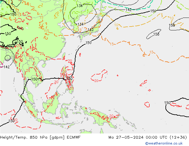 Height/Temp. 850 гПа ECMWF пн 27.05.2024 00 UTC