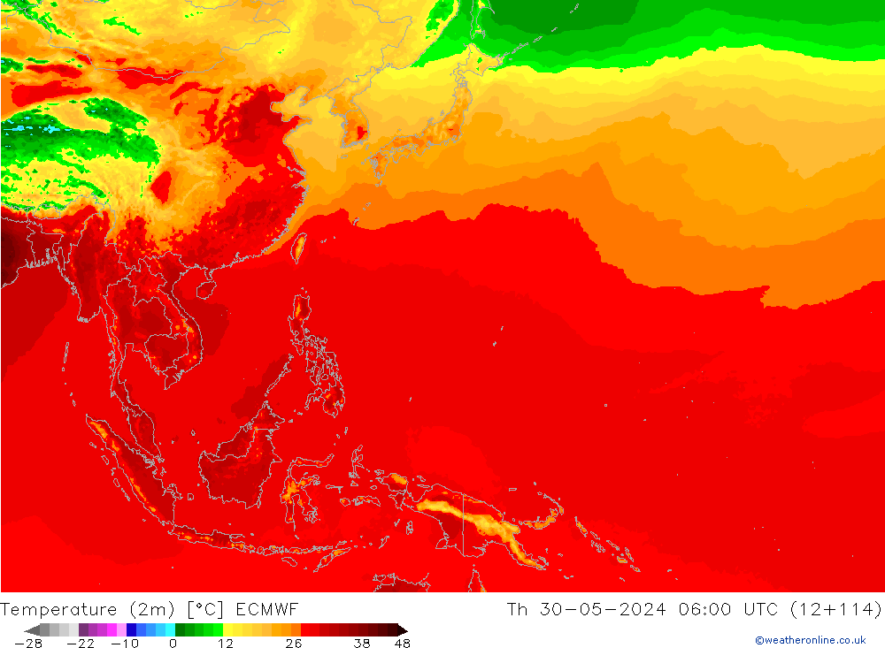 Temperature (2m) ECMWF Čt 30.05.2024 06 UTC