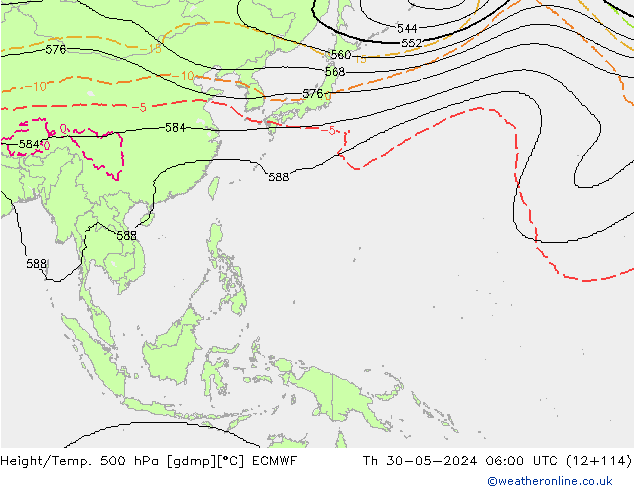 Height/Temp. 500 hPa ECMWF Čt 30.05.2024 06 UTC