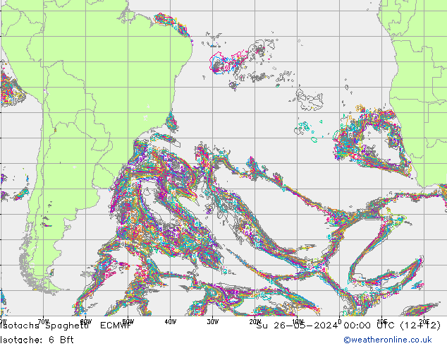 Isotachs Spaghetti ECMWF Su 26.05.2024 00 UTC