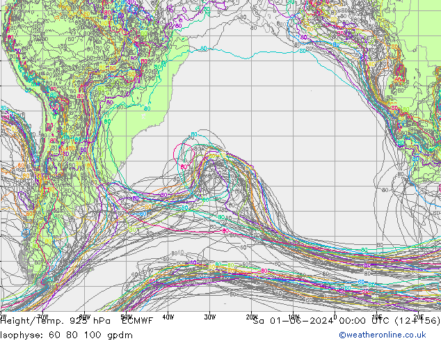 Height/Temp. 925 hPa ECMWF sab 01.06.2024 00 UTC