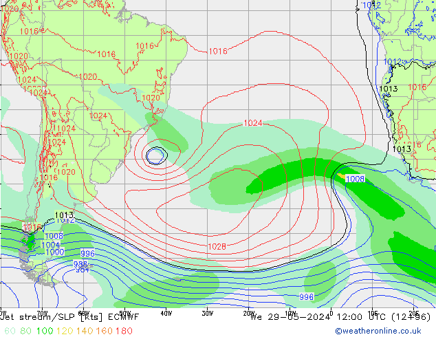 Jet Akımları/SLP ECMWF Çar 29.05.2024 12 UTC