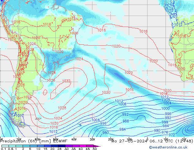 opad (6h) ECMWF pon. 27.05.2024 12 UTC