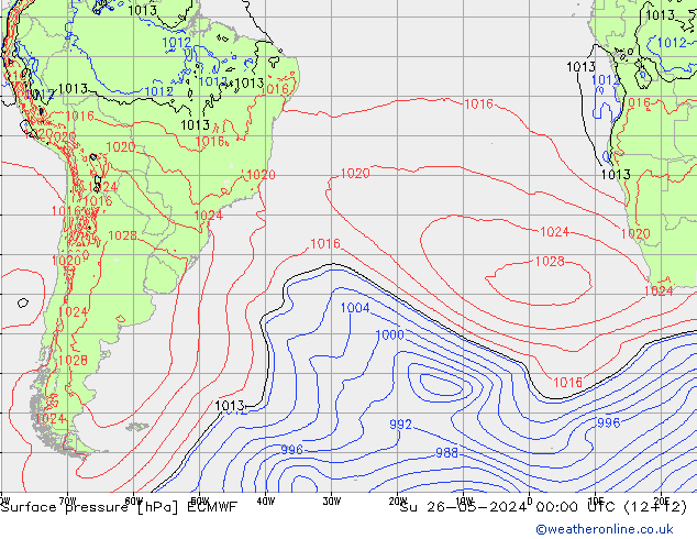 Surface pressure ECMWF Su 26.05.2024 00 UTC