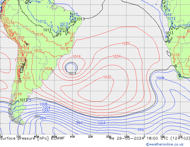 Bodendruck ECMWF Mi 29.05.2024 18 UTC