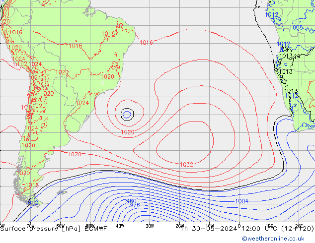 Surface pressure ECMWF Th 30.05.2024 12 UTC