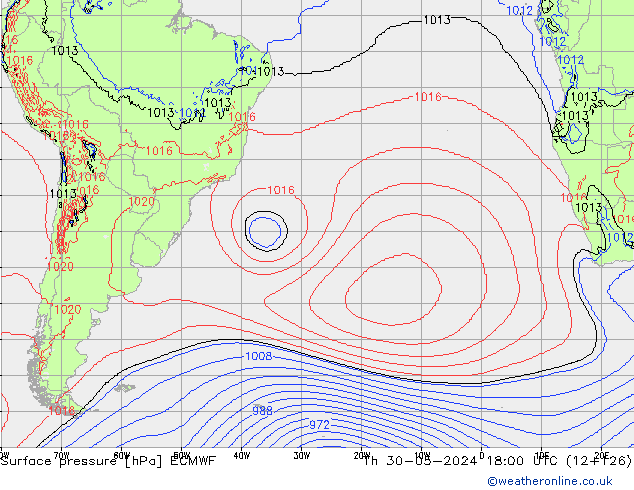 Surface pressure ECMWF Th 30.05.2024 18 UTC