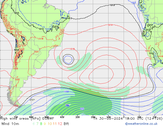 High wind areas ECMWF gio 30.05.2024 18 UTC