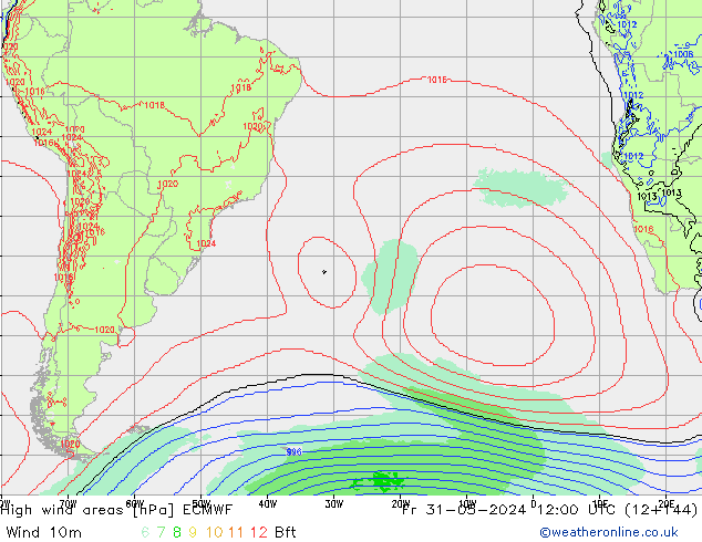 Izotacha ECMWF pt. 31.05.2024 12 UTC