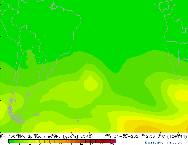 RH 700 hPa Spread ECMWF  31.05.2024 12 UTC