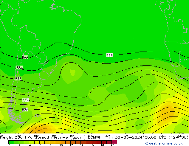 Height 500 hPa Spread ECMWF gio 30.05.2024 00 UTC