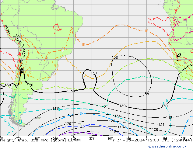 Height/Temp. 850 hPa ECMWF Sex 31.05.2024 12 UTC