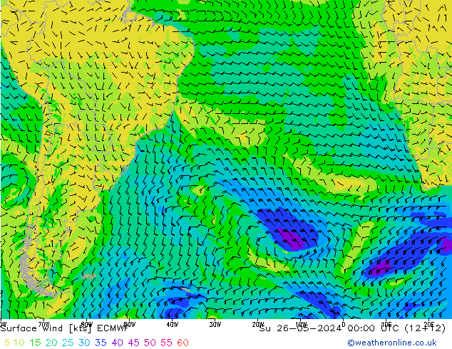 Surface wind ECMWF Su 26.05.2024 00 UTC