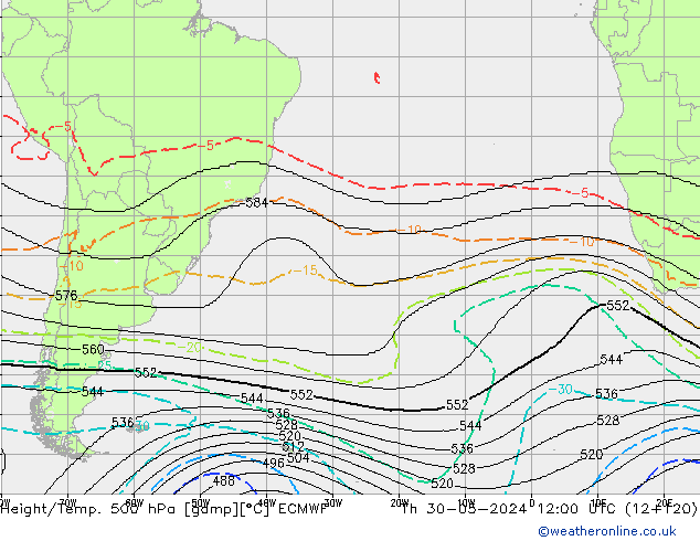 Height/Temp. 500 hPa ECMWF Th 30.05.2024 12 UTC