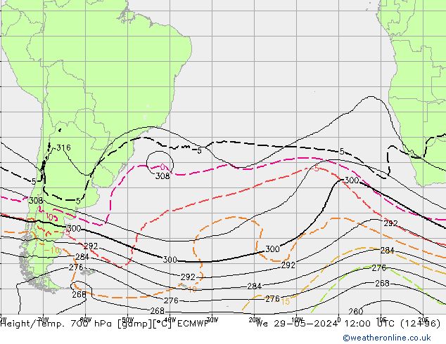 Yükseklik/Sıc. 700 hPa ECMWF Çar 29.05.2024 12 UTC