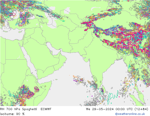 RH 700 hPa Spaghetti ECMWF We 29.05.2024 00 UTC