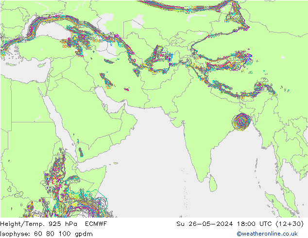 Height/Temp. 925 гПа ECMWF Вс 26.05.2024 18 UTC