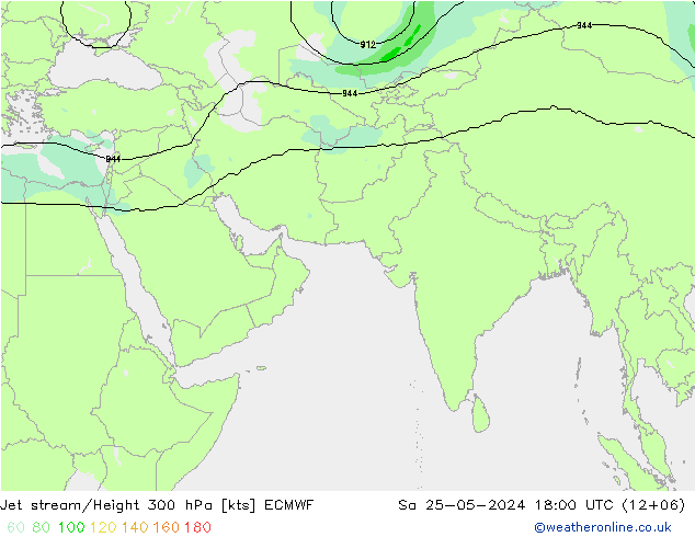 Jet stream/Height 300 hPa ECMWF Sa 25.05.2024 18 UTC