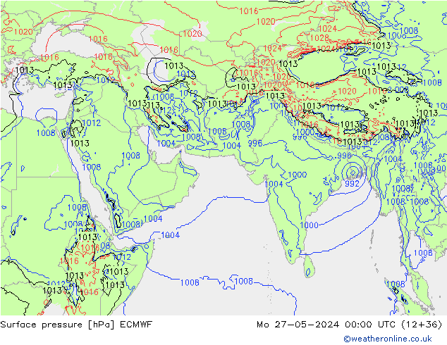 pressão do solo ECMWF Seg 27.05.2024 00 UTC