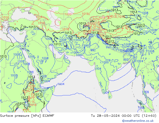 Surface pressure ECMWF Tu 28.05.2024 00 UTC