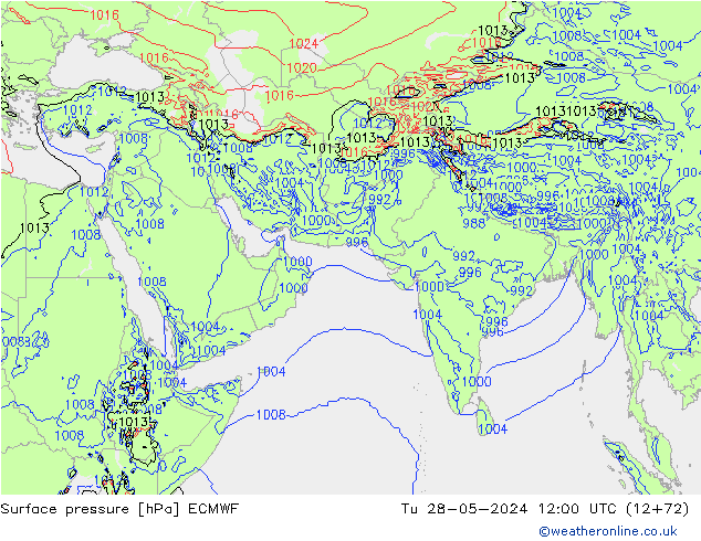 Bodendruck ECMWF Di 28.05.2024 12 UTC