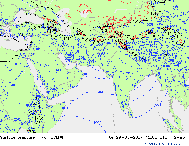 Surface pressure ECMWF We 29.05.2024 12 UTC