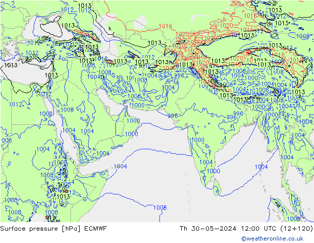 Surface pressure ECMWF Th 30.05.2024 12 UTC